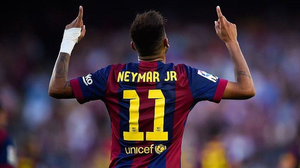 Neymar playing for Barcelona