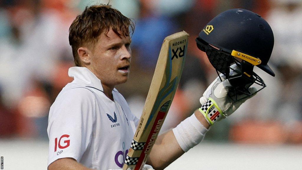 Ollie Pope celebrates his century