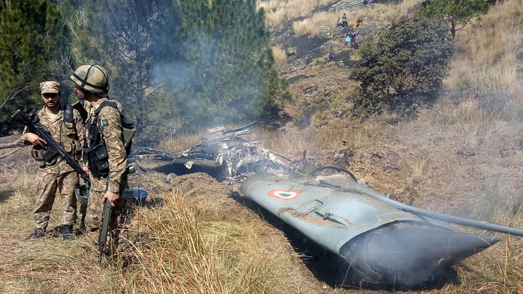 Picture that Pakistan says shows a downed Indian plane