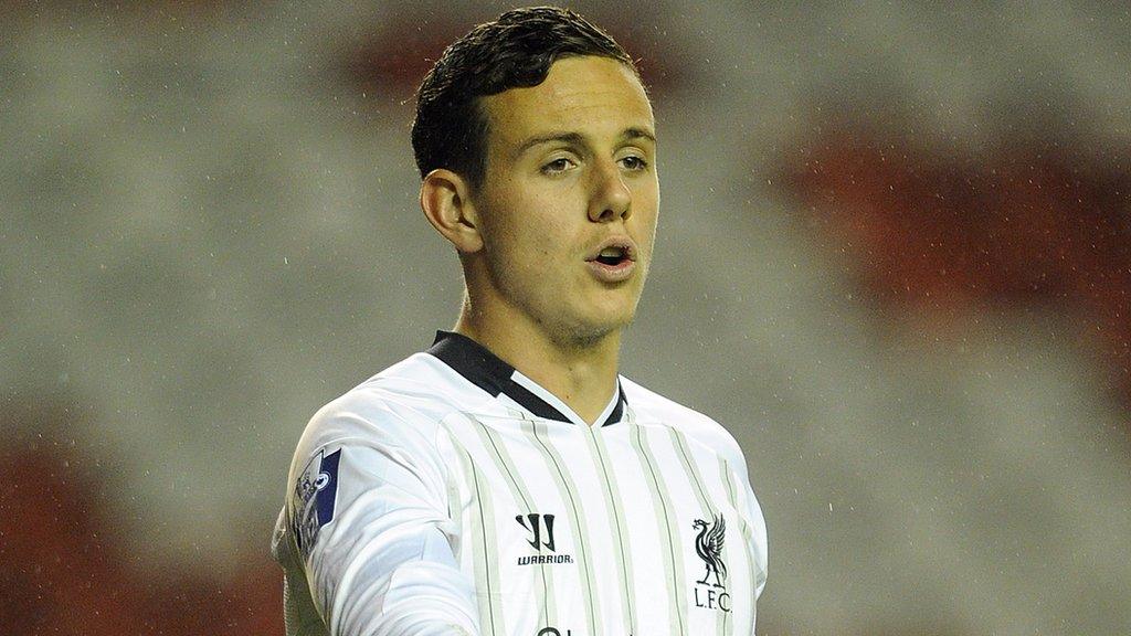 Danny Ward playing for Liverpool's under-21 side