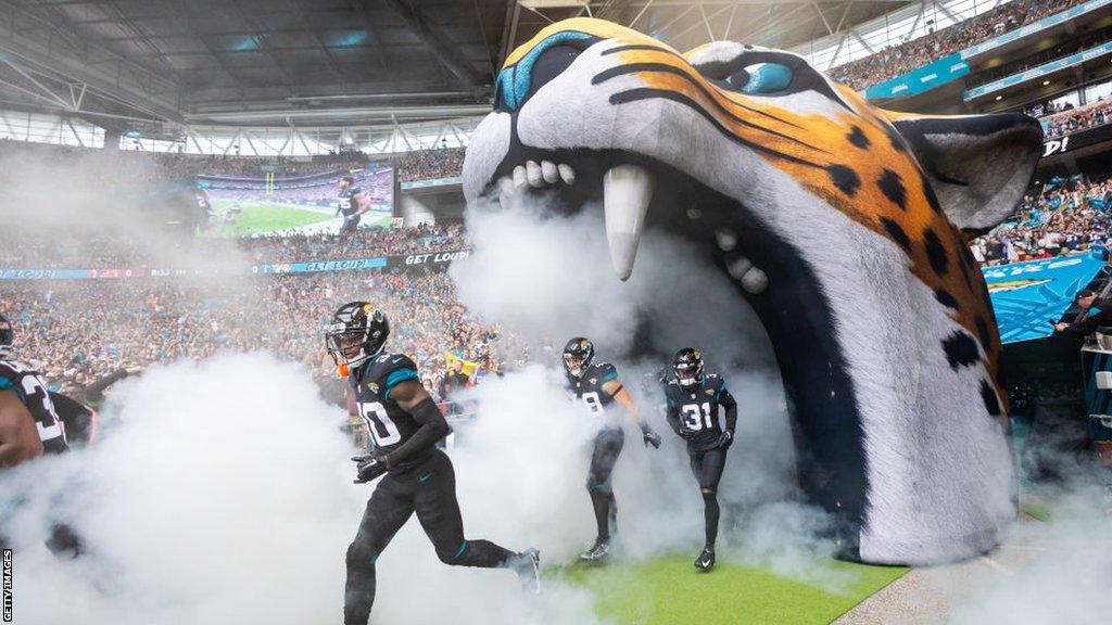 Jacksonville Jaguars players run out at Wembley