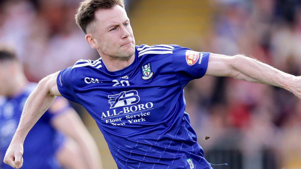 Karl O'Connell celebrates scoring a first-half goal for Monaghan against Derry