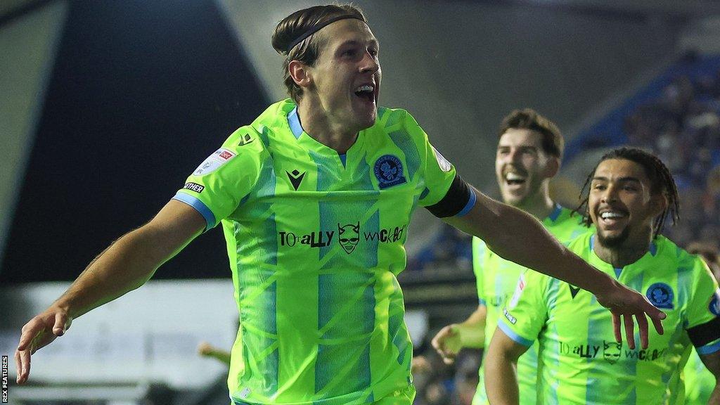 Callum Brittain celebrates scoring Blackburn's winning goal at Millwall