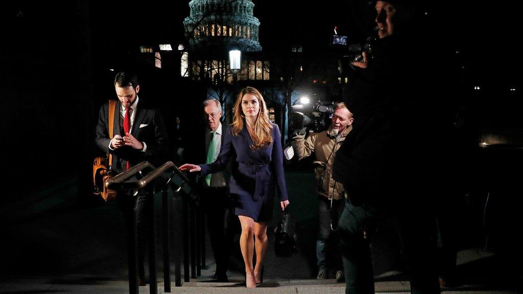 White House Communications Director Hope Hicks leaves the U.S. Capitol after attending the House Intelligence Committee closed door meeting