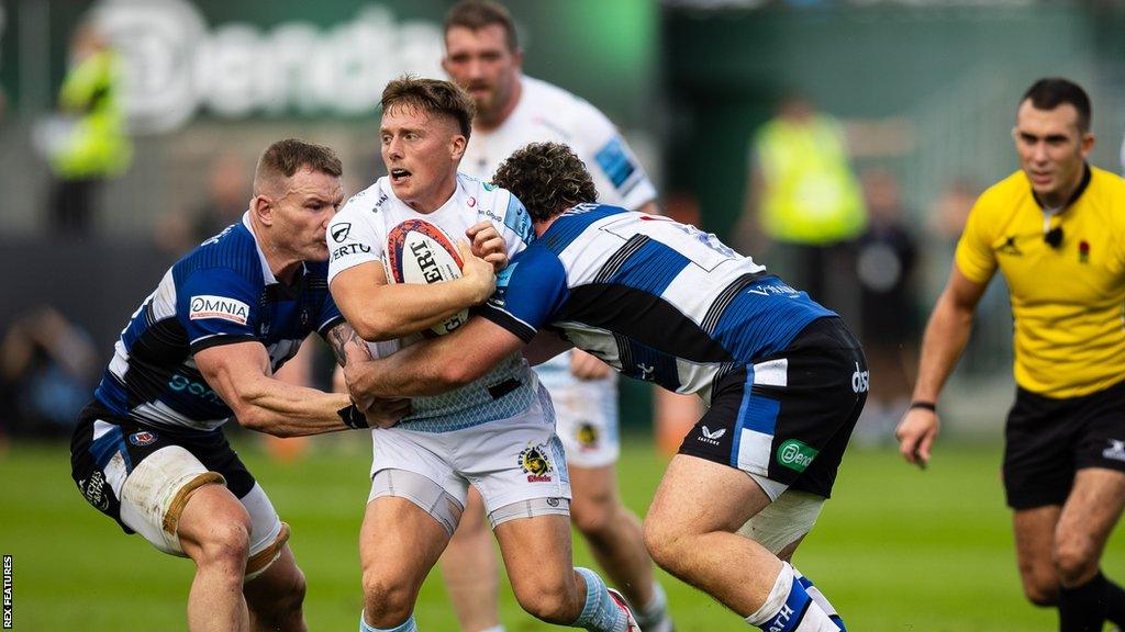 Exeter in action against Bath in the Premiership Rugby Cup