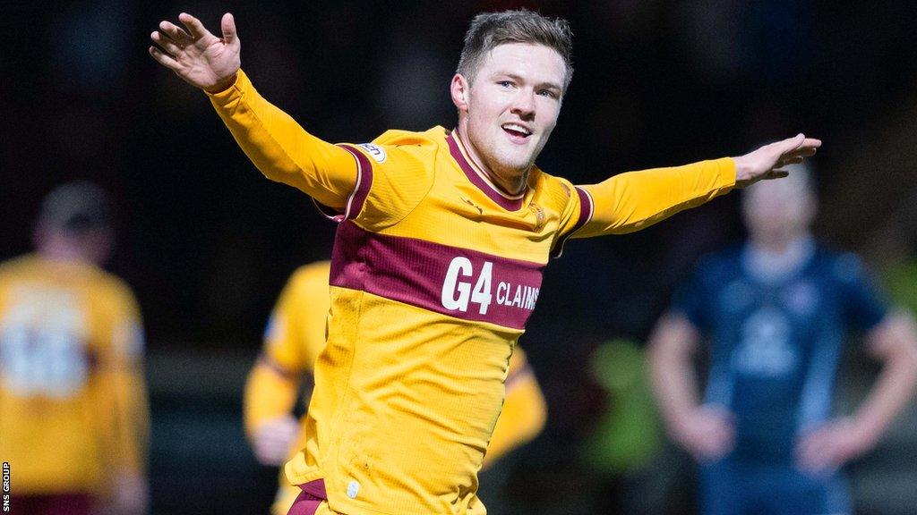 Blair Spittal celebrates scoring for Motherwell against Ross County