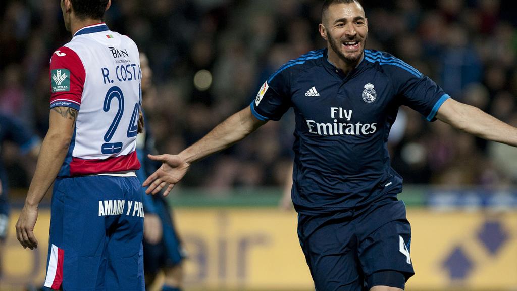 Karim Benzema celebrates