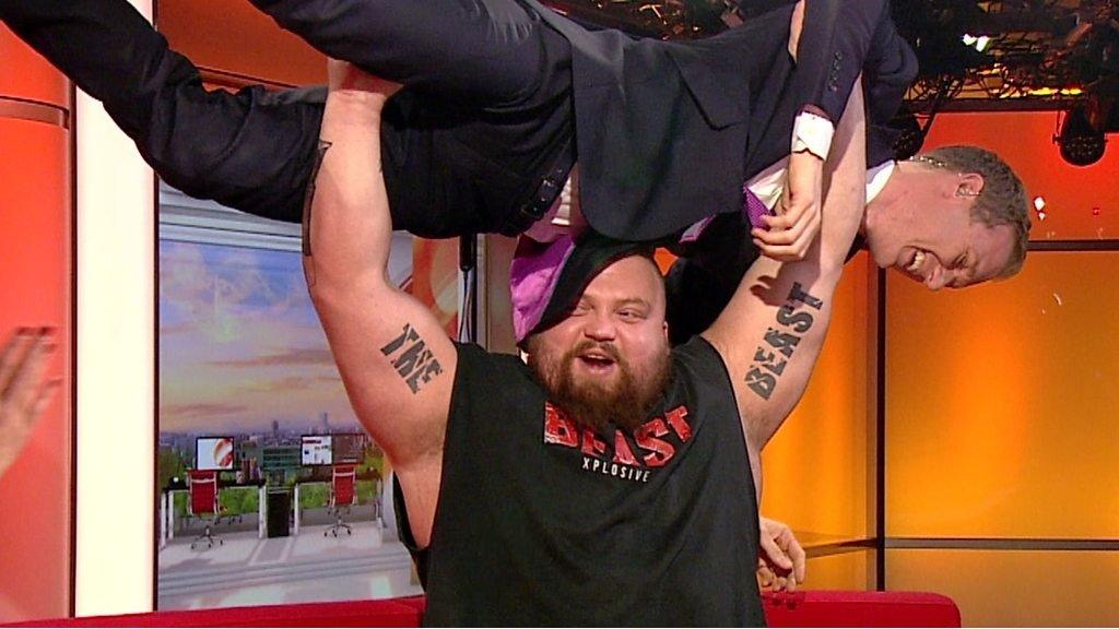 World's strongest man Eddie Hall and BBC presenter Dan Walker