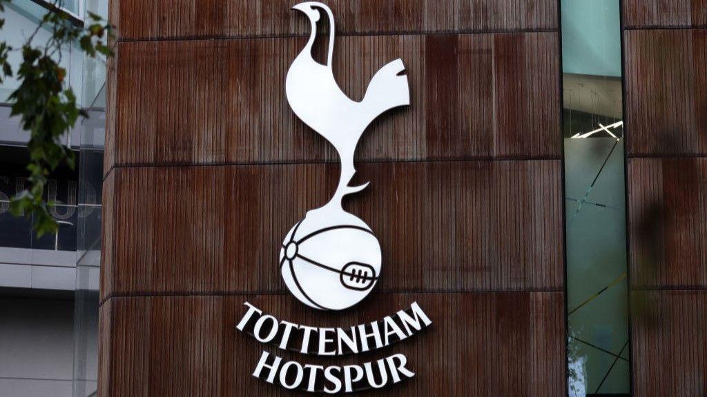 The Tottenham Hotspur badge outside the Tottenham Hotspur Stadium