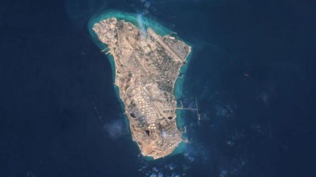 Satellite view of Kharg Island, located in the Persian Gulf off the coast of Iran.