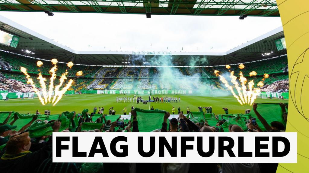 Watch champions Celtic hoist the title flag