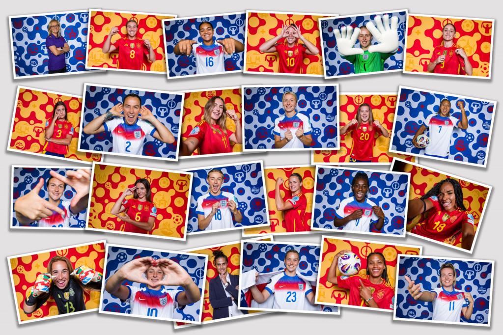 A composite image of England and Spain players