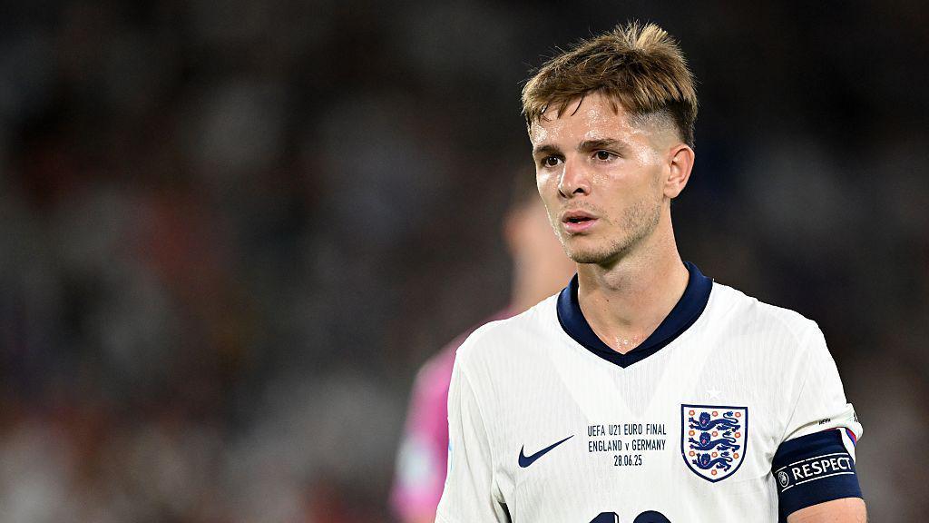 James McAtee representing England Under-21s against Germany in the European Championship final in June