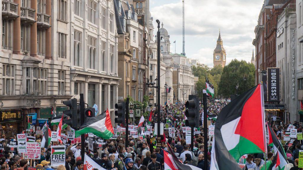 Pro-Palestinian march stretches from Trafalgar Square to Whitehall