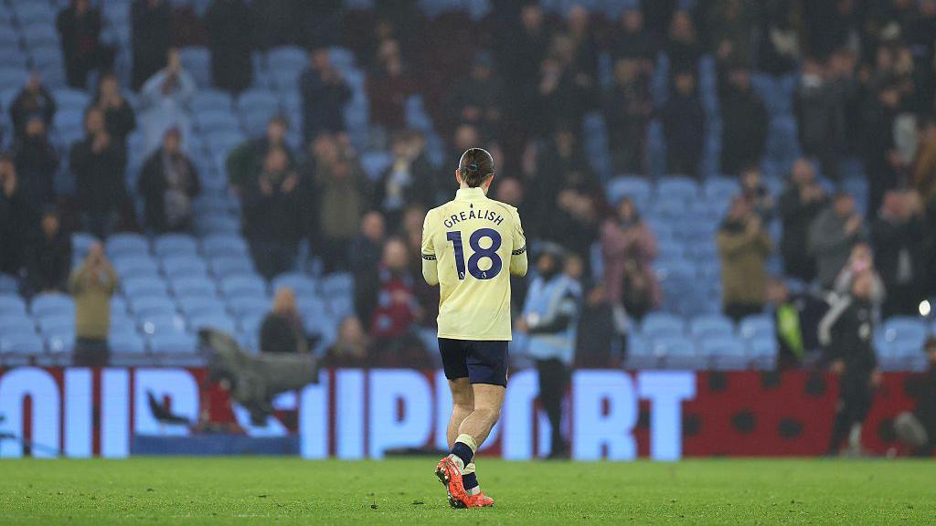 Jack Grealish of Everton acknowledges the fans at Villa Park