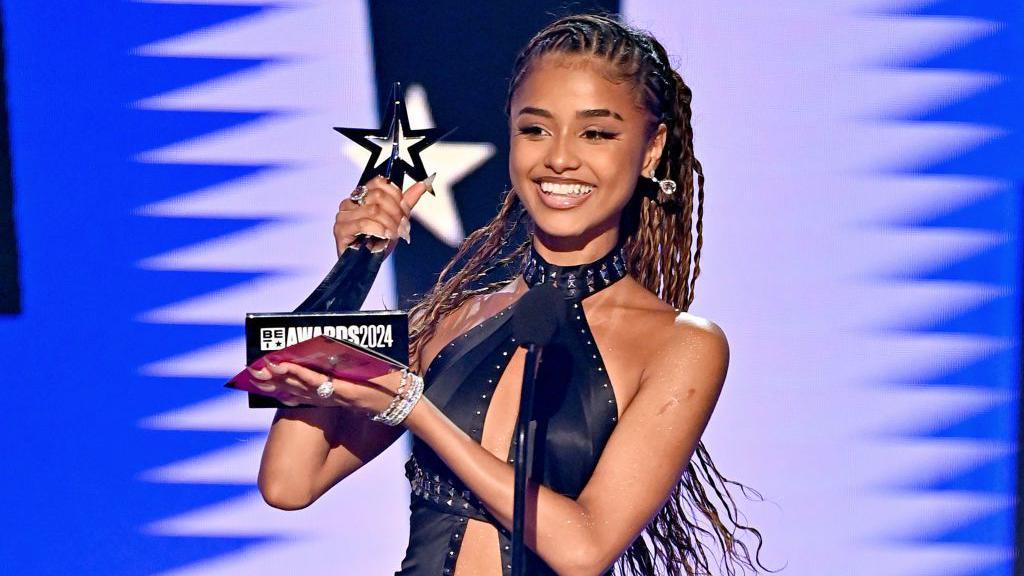 Tyla  accepts the award for Best International Act during the 2024 BET Awards on 30 June 2024