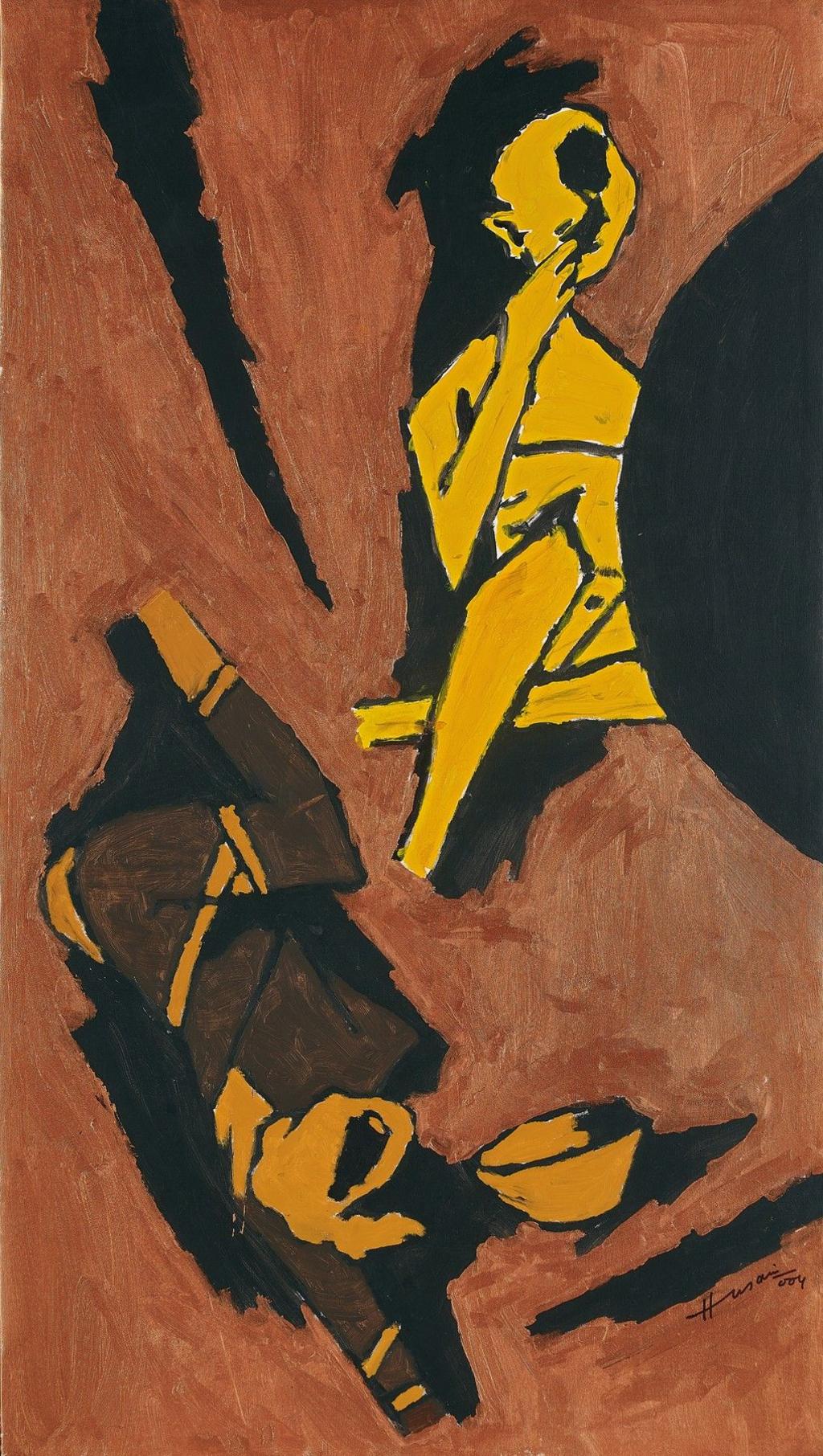 An acrylic and canvas painting featuring human figures from the collection
