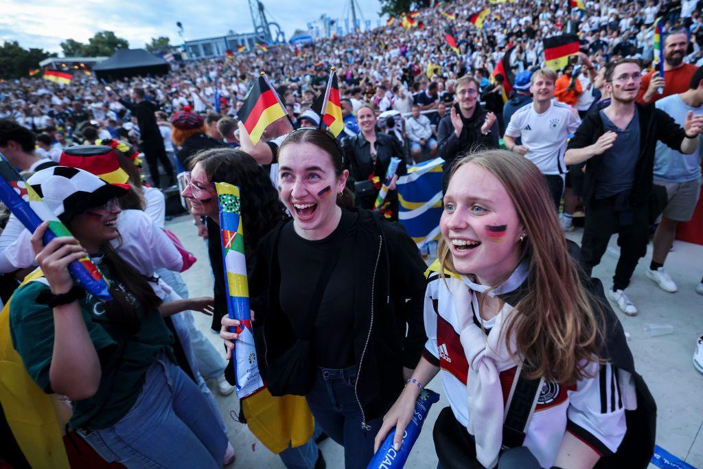 Fans watch the game in Munich's fan park