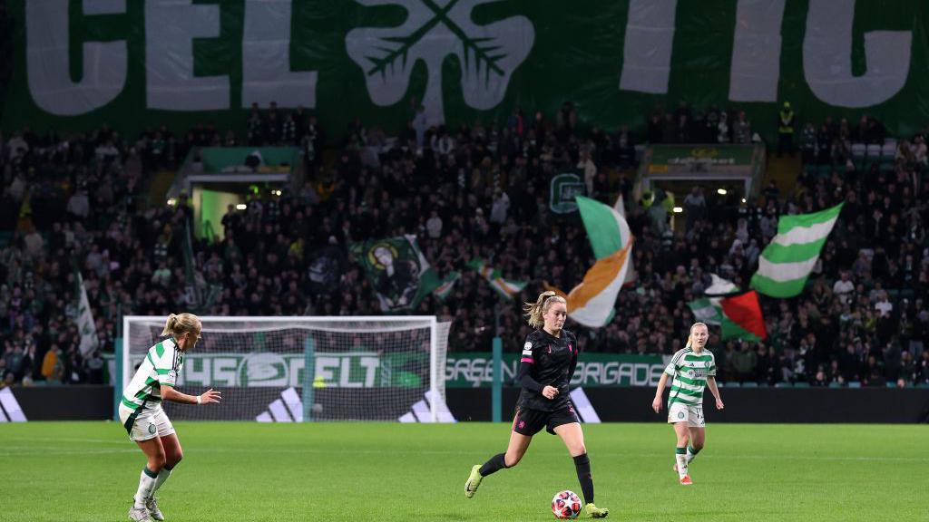 Chelsea and Celtic playing in the Women's Champions League at Celtic Park