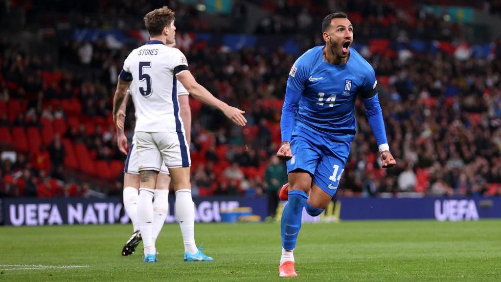 A Greece player celebrates