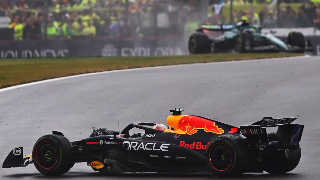 Max Verstappen spins at Silverstone during the British Grand Prix