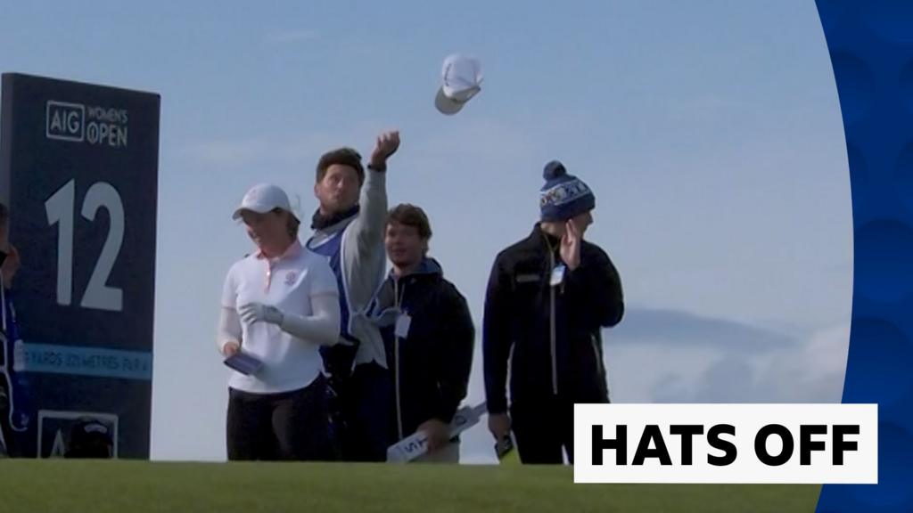 'There goes the hat!' - Caddy chases hat in wind