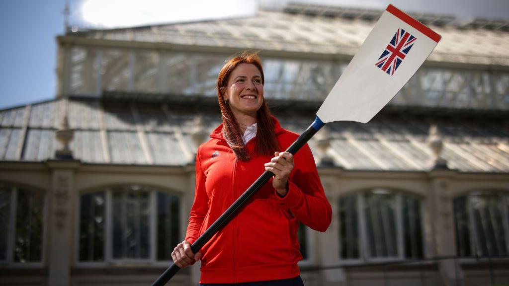 Team GB rower Georgina Bradshaw holding an oar