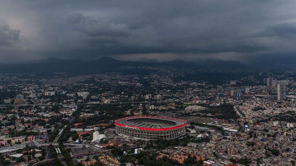 An aerial view of the Estadio Azteca in Mexico City during the 2026 FIFA World Cup