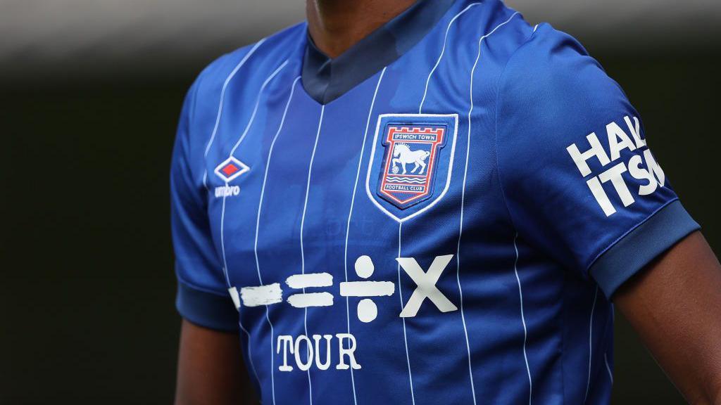 An Ipswich Town shirt during the 2024-25 season with Ed Sheeran's sponsorship on it