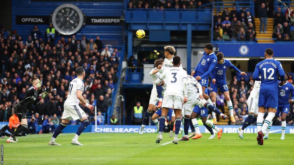 Wesley Fofana scores against Leeds