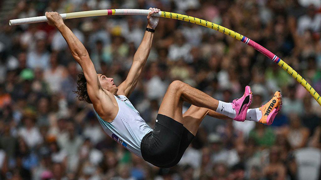 Sweden's Armand Duplantis competes in the men's pole vault in July 2026.
