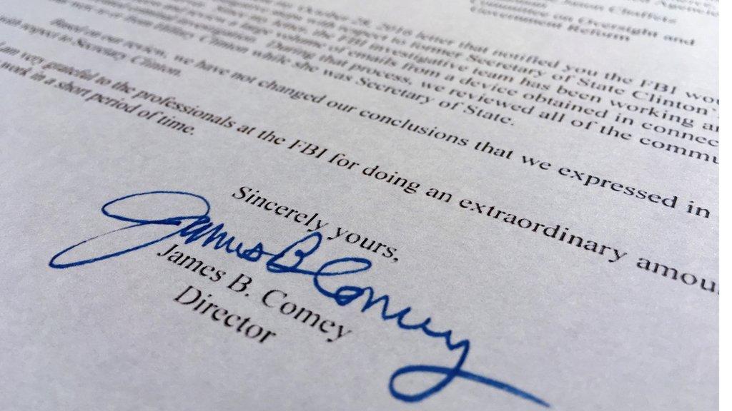 James Comey's letter to Congress on the Hillary Clinton emails