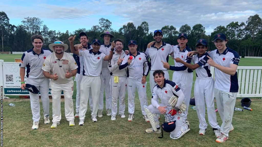 The Mudgeeraba team celebrating their victory over Surfers Paradise