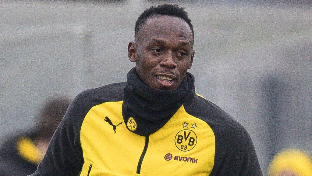 Usain Bolt in training with Borussia Dortmund