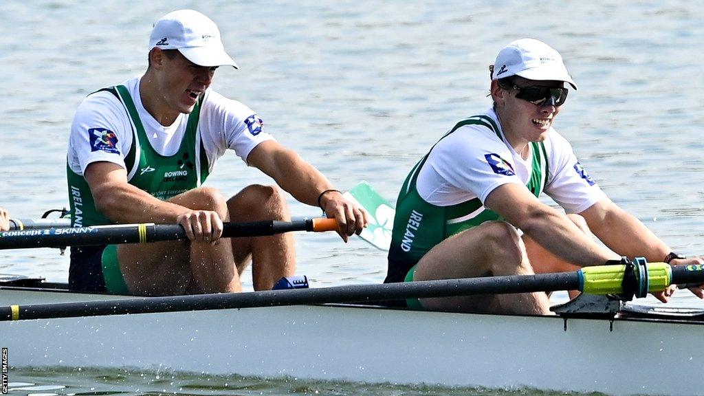 Ross Corrigan and Nathan Timoney pictured at the 2022 World Rowing Championships in Czech Republic