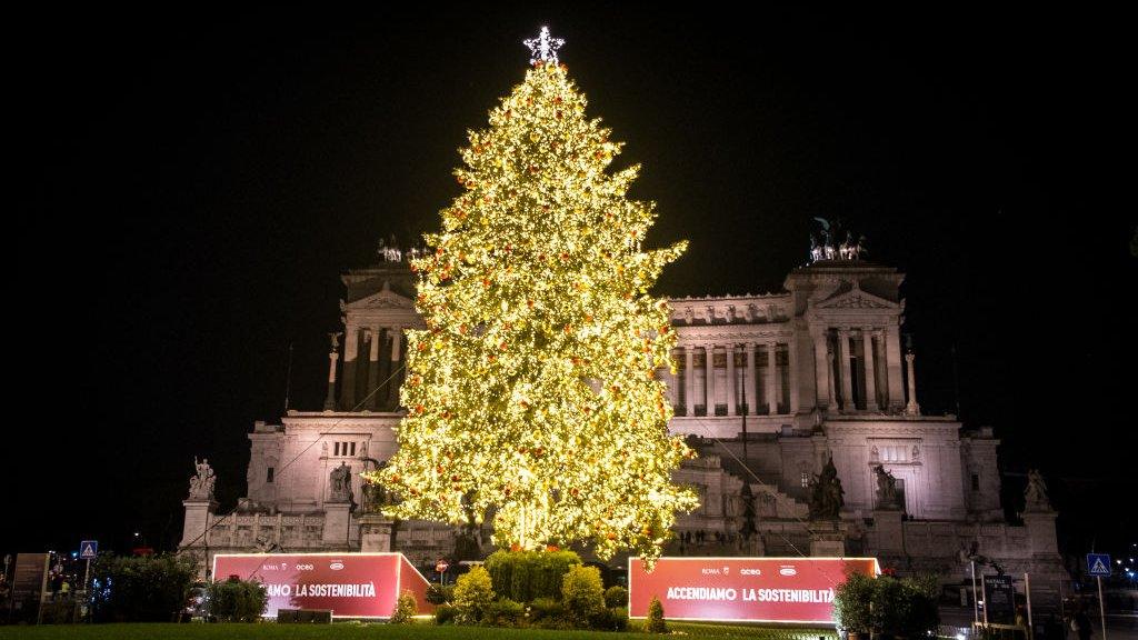 large christmas tree in rome, italy