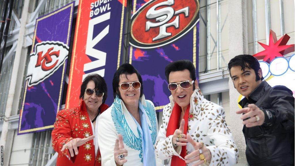 Elvis impersonators outside the stadium