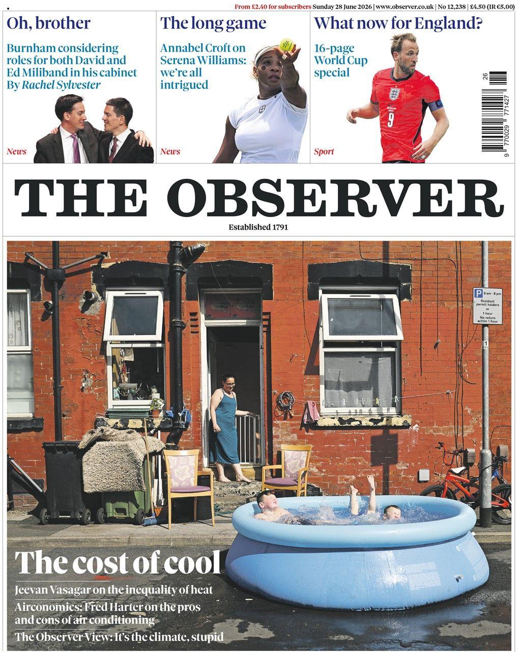 The headline on the front page of the Observer reads: "The cost of cool."