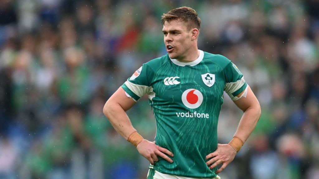 Garry Ringrose looks on while wearing an Ireland shirt