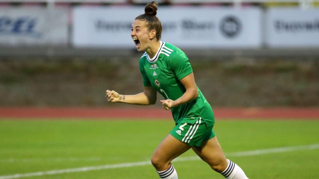 Northern Irelands Rebecca McKenna celebrates scoring against Luxembourg