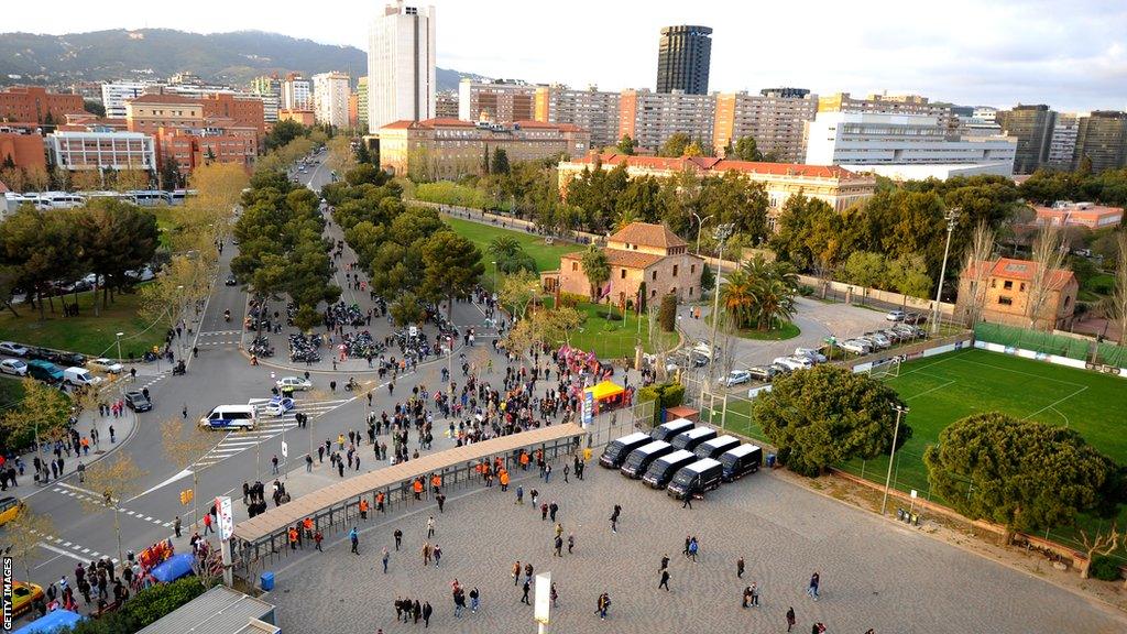 La Masia as seen from the Nou Camp in Barcelona