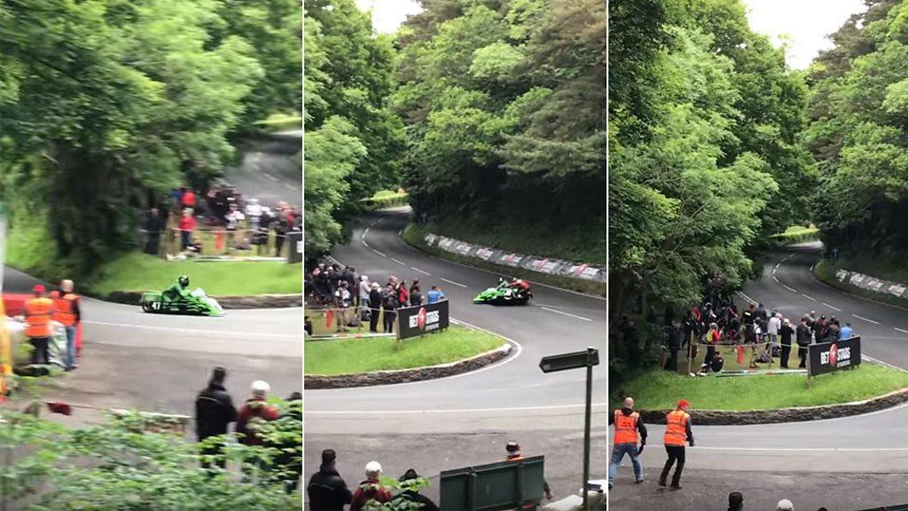 Sidecar hits TT crowd