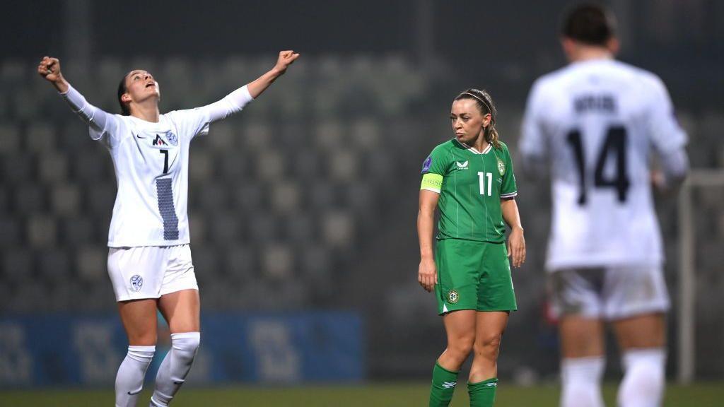 Slovenia celebrate win over Republic of Ireland