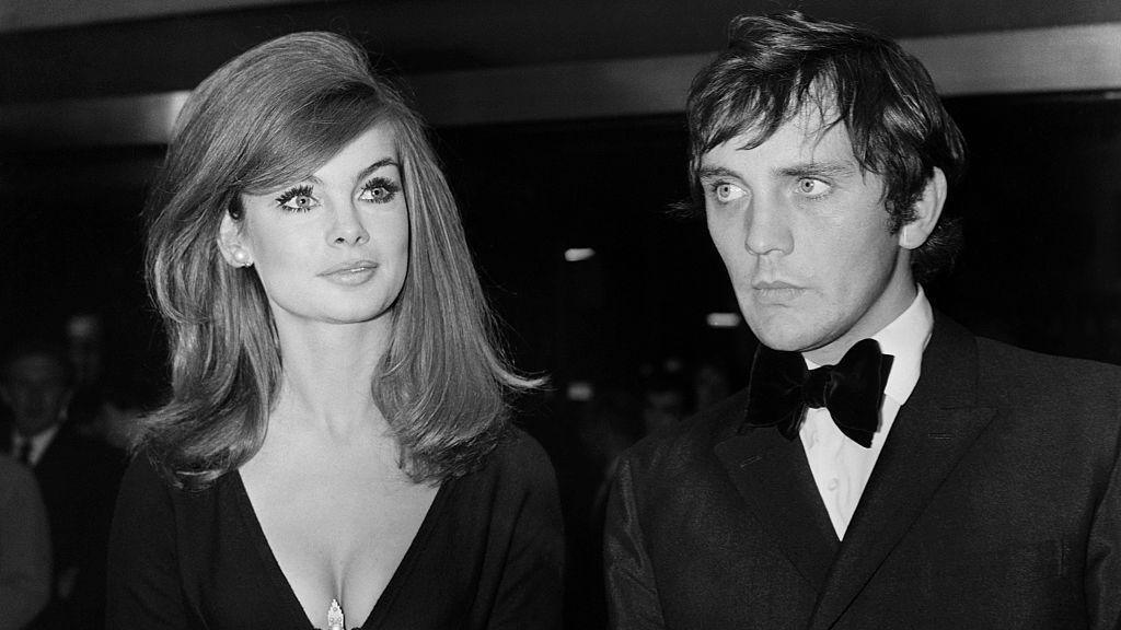 Jean Shrimpton and Terence Stamp photographed in black and white at the British premiere of The Collector in 1965