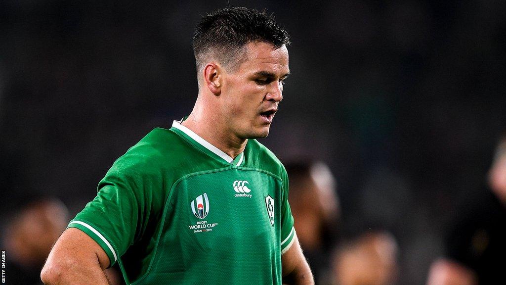 A dejected Johnny Sexton after Ireland's World Cup quarter-final loss to New Zealand in 2019