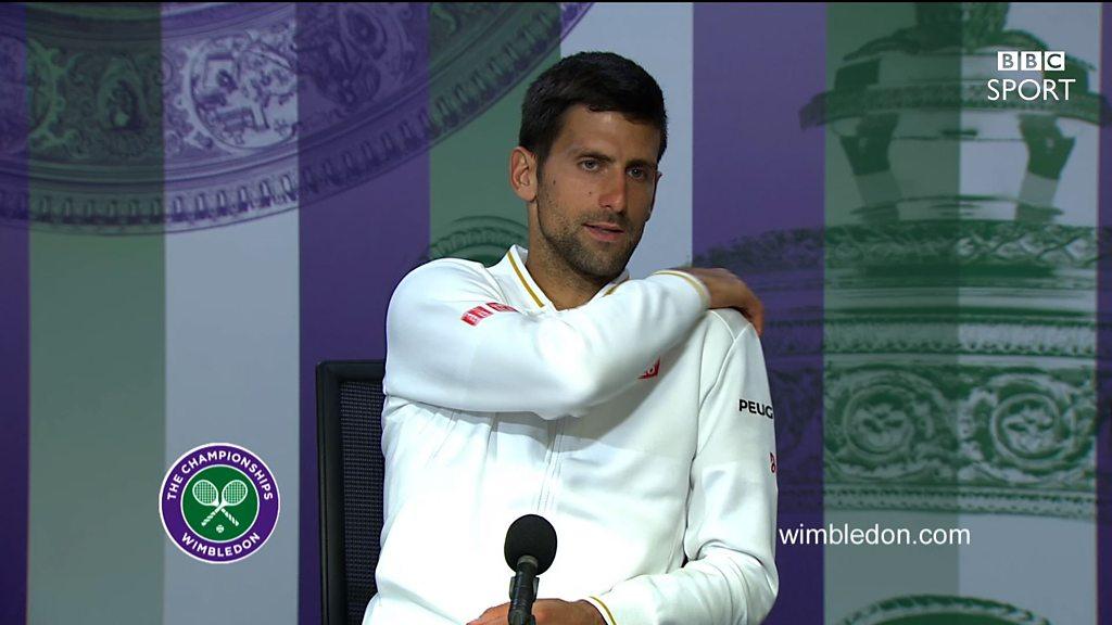 Novak Djokovic during his post match interview at Wimbledon