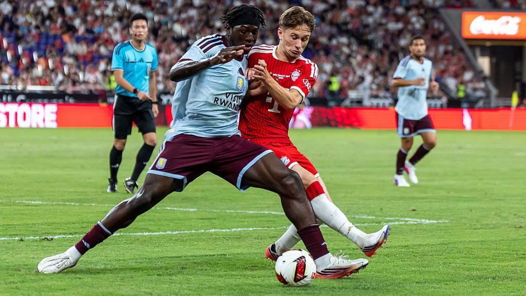 Madjo in action for Aston Villa in their pre-season friendly against Bayern Munich