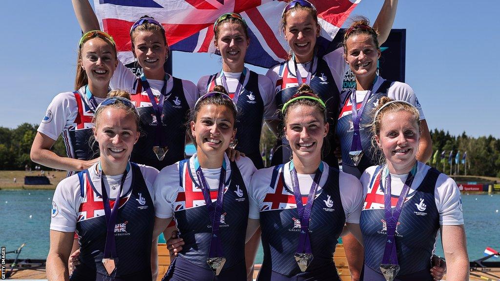 Rebecca Edwards (front right) was part of the GB eight that won European Championship silver last year