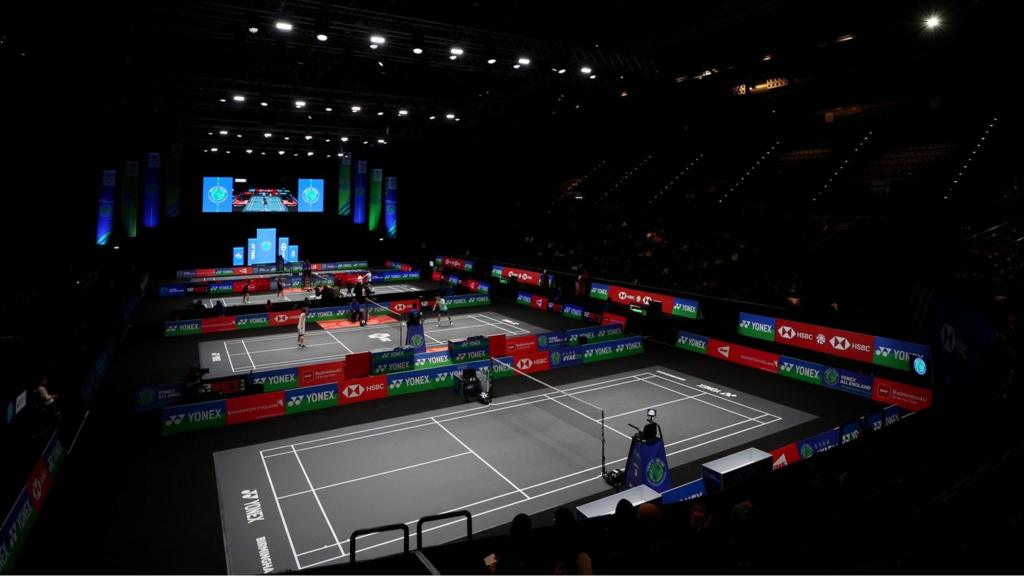 General view of the courts ahead of the Yonex All England Open Badminton Championships 2024