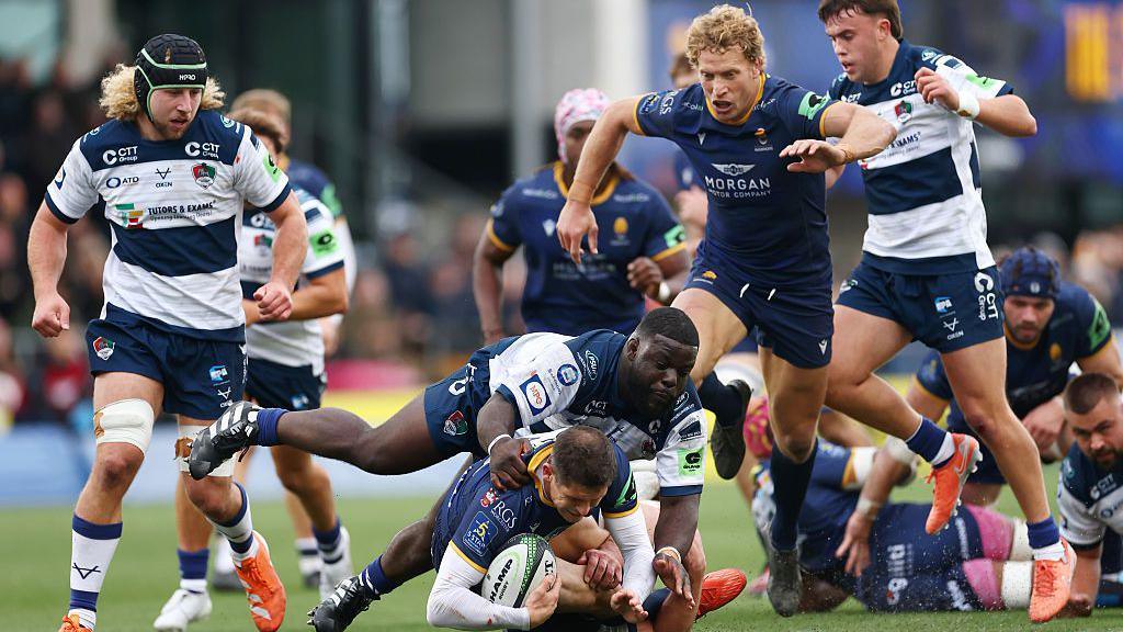 Worcester Warriors score a try in their game against Coventry